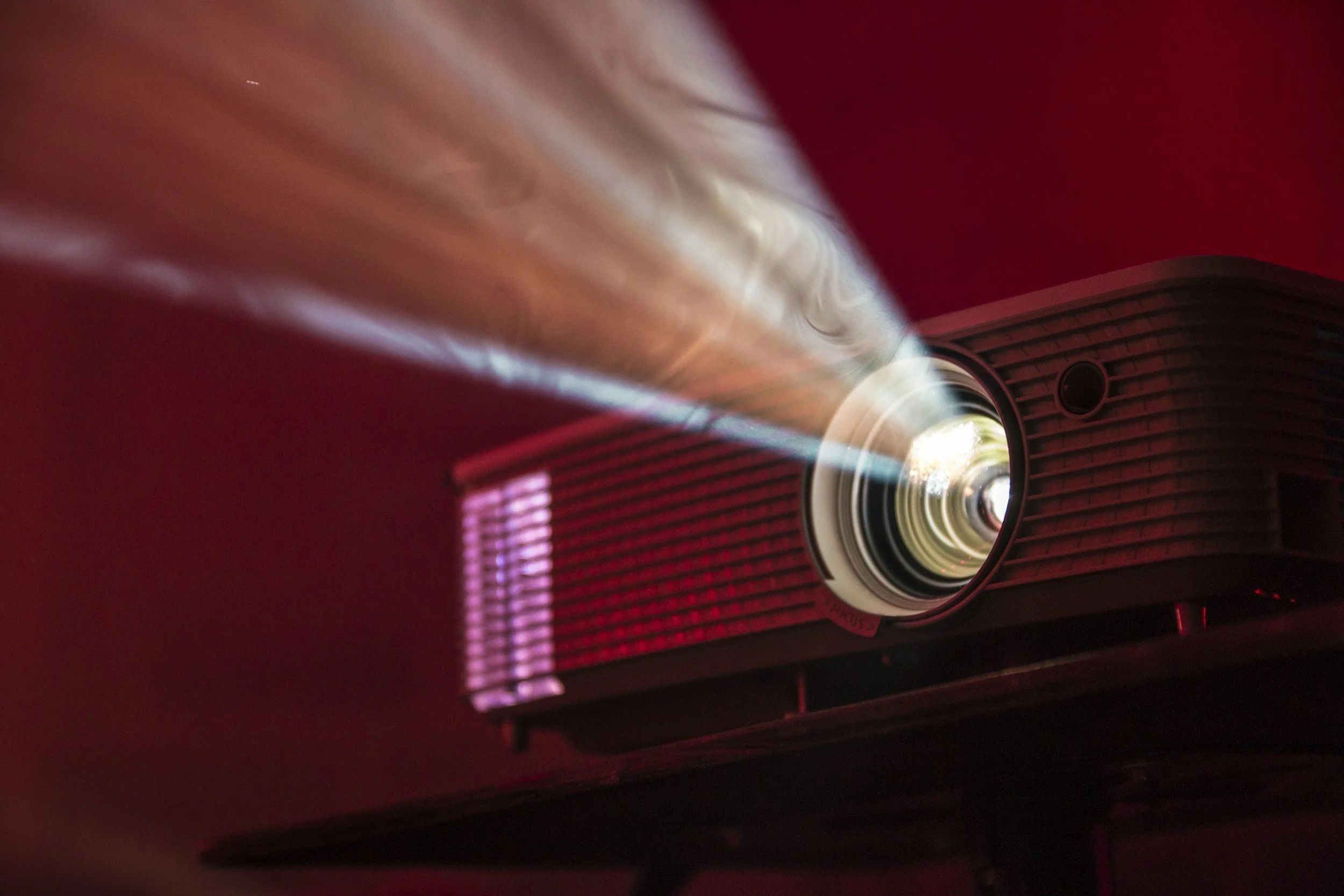 Film projected in a dark room